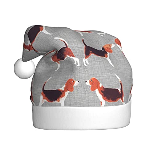 Vanani Beagle-Muster Weihnachtsmütze, Unisex, Plüsch, bequeme Weihnachtsfeier-Hüte, Neujahrs-Partydekorationen von Vanani