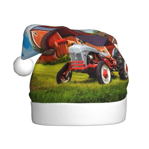 Vanani Company Bauernhof-Traktor-Weihnachtsmütze, Unisex, Plüsch, bequeme Weihnachtsfeier-Hüte, Neujahrs-Partydekorationen von Vanani