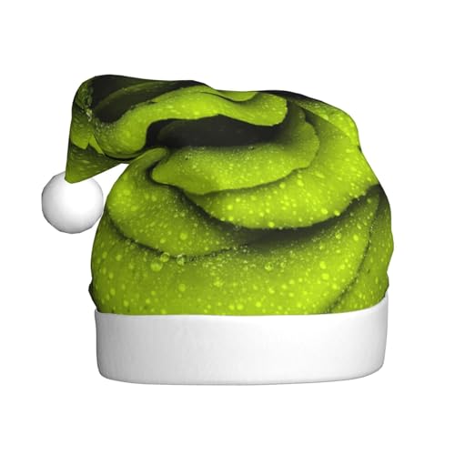 Vanani Grüne Rose Weihnachtsmütze, Unisex, Plüsch, bequeme Weihnachtsfeierhüte, Neujahrsfeier-Dekorationen von Vanani