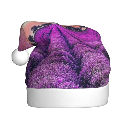 Vanani Lavender Fields Weihnachtsmütze, Unisex, Plüsch, bequem, Weihnachtsfeierhüte, Neujahrsfeier-Dekorationen von Vanani