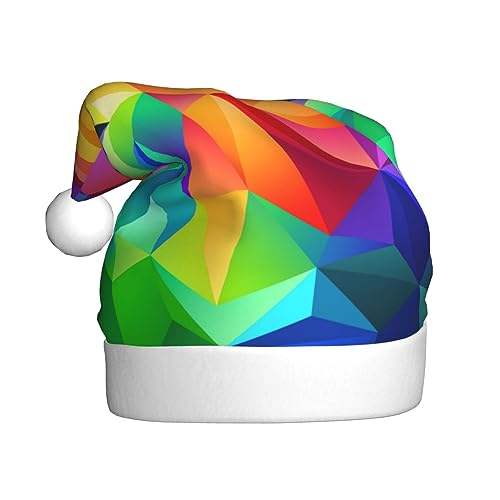 Vanani Regenbogen-geometrische Weihnachtsmütze, Unisex, Plüsch, bequem, Weihnachtsfeier-Hüte, Neujahrs-Partydekorationen von Vanani