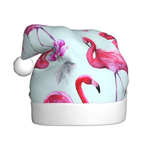 Vanani Rosa Flamingos Weihnachtsmütze, Unisex, Plüsch, bequem, Weihnachtsfeierhüte, Neujahrsfeier-Dekorationen von Vanani