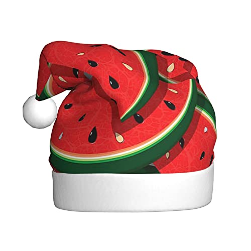 Vanani Rote Wassermelonen-Weihnachtsmütze, Unisex, Plüsch, bequem, Weihnachtsfeier-Hüte, Neujahrs-Partydekorationen von Vanani