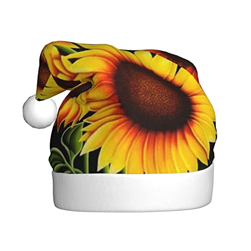 Vanani Sommer-Sonnenblumen-Weihnachtsmütze, Unisex, Plüsch, bequeme Weihnachtsfeier-Hüte, Neujahrs-Partydekorationen von Vanani