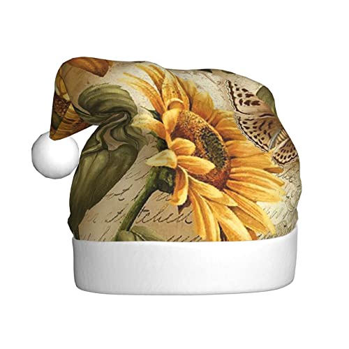 Vanani Sonnenblumen-Weihnachtsmütze, Unisex, Plüsch, bequem, Weihnachtsfeierhüte, Neujahrsfeier-Dekorationen von Vanani