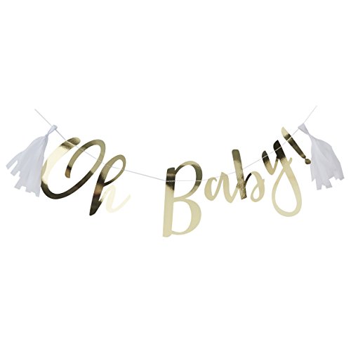 Vanharte Girlande Schriftzug Oh Baby Gold 1,5m mit Quasten von Guoml