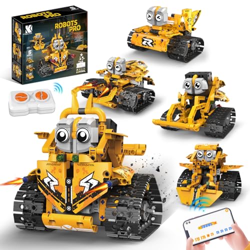 Vankarr Technik Roboter Kinder Bauspielzeug, 5 in 1 Fernsteuerung Bauspielzeug mit App Programmierbar, Auto Roboterspielzeug Bautechnik-Roboter für Kinder ab 6-12+ Jahre Jungen Mädchen (269+Pcs) von Vankarr