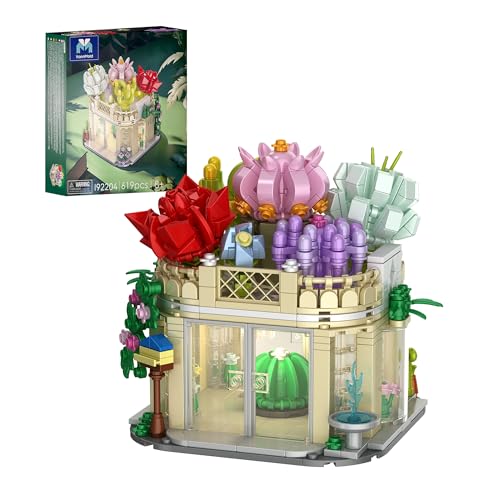 VannMold I92204 Sukkulenten Blumen Haus Klemmbausteine Set für Erwachsene, Blumenhaus Pflanzen Baustein Set Botanische Sammlung Kreatives Gebäude Spielzeug Geschenk für Erwachsene Kinder (619 Teile) von VannMold