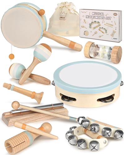 Musikinstrumente für Kinder Kinderspielzeug ab 2 Jahre Holzspielzeug Baby Schlagzeug Kinder Trommel Percussion Musikinstrumente Baby Montessori Spielzeug ab 3 Jahre von Vanplay