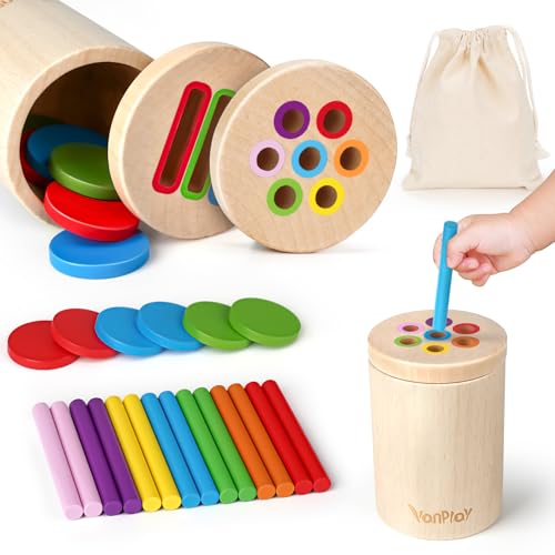 Vanplay Montessori Spielzeug ab 1 2 3 Jahr Sortierspiel Holzspielzeug Baby Spielzeug ab 2 Jahre Motorikspielzeug Geschenk 1 2 3 Jahr Junge Mädchen von Vanplay