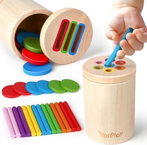 Vanplay Montessori Spielzeug ab 1 2 3 Jahr Sortierspiel Holzspielzeug Baby Spielzeug ab 2 Jahre Motorikspielzeug Geschenk 1 2 3 Jahr Junge Mädchen von Vanplay