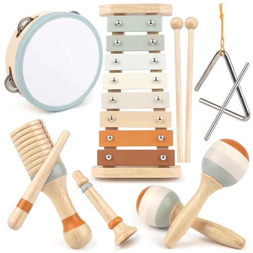 Vanplay Musikinstrumente für Kinder Kinderspielzeug ab 3 Jahre holzspielzeug Trommel Xylophone für Kinder Baby Musikspielzeug von Vanplay