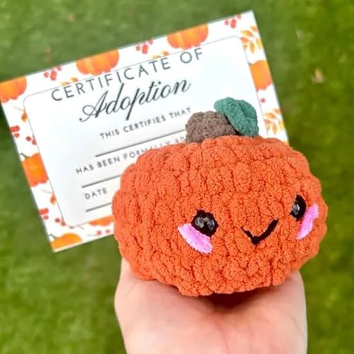 Vansza Crochet Plushies, Pumpkin Crochet Doll, Halloween Crochet Pumpkin Doll Looks Round and Soft with Sentiment Card, Emotional Support Pickle for Living Room Car Dashboard Bedroom Work Area von Vansza