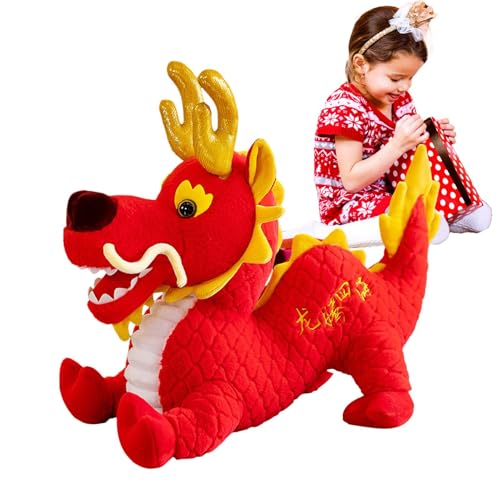 Varatiktok Drache Stofftier, Chinesische Neujahrs-Springendrache-Kuscheltiere, Maskottchen-Drachen-Plüschtier, Sternzeichen-Plüschfiguren-Spielzeug, chinesische Drachen-Plüschpuppe, von Varatiktok