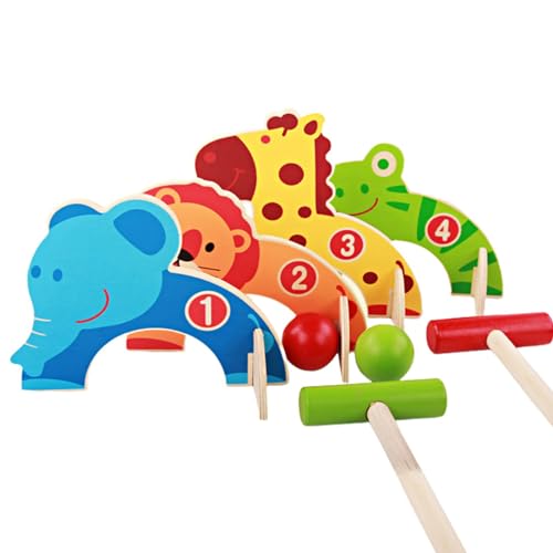 Varatiktok Krocket-Set für Kinder, Tier-Krocket-Set aus Holz | Jungle Animal Interaktives Krocketspiel,Lernspiel, verbessert die Hand-Auge-Koordination für Kinder, Indoor-Outdoor-Spiel von Varatiktok