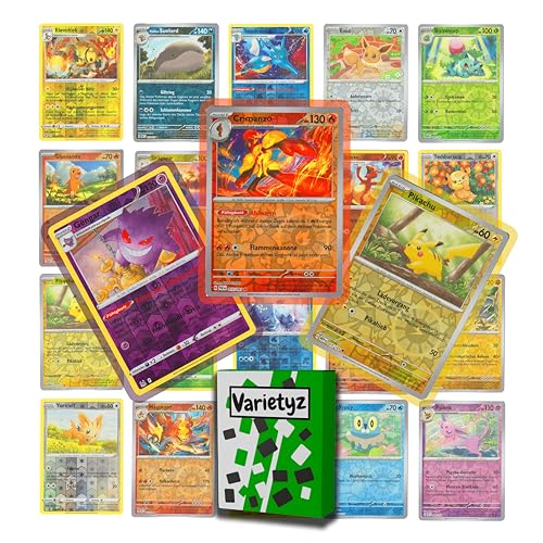 20 Reverse Holos Glitzer Selten - 20 Pokemon Karten Deutsch Original - Pokemon Karten Sammlung von Varietyz