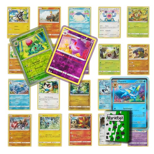 30 Verschiedene Pokemon Karten Deutsch Original - 30 Stück Mini Karten Set - 1 Holo + 2 Reverse Holo - Pokemon Karten Sammlung von Varietyz