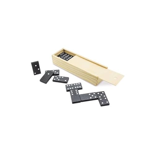 Vasara Set mit 20 schwarzen Holz-Dominos – günstige Dominos als Geschenk, Gastgeschenk für Hochzeit, Geburtstag, Unisex für alle Altersgruppen von Vasara