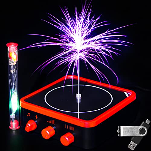 Vastarry Mini Tesla Spule Music Tesla Coil Blitzmodell Electric Power Wireless Transmission Model Science Experiment Tool (Roter Rand) von Vastarry