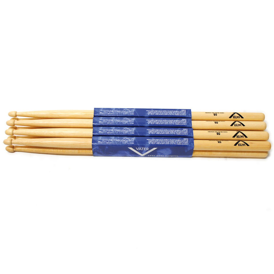 Vater American Hickory VH5BW 5B (Wood) 4-Pack Drumsticks von Vater