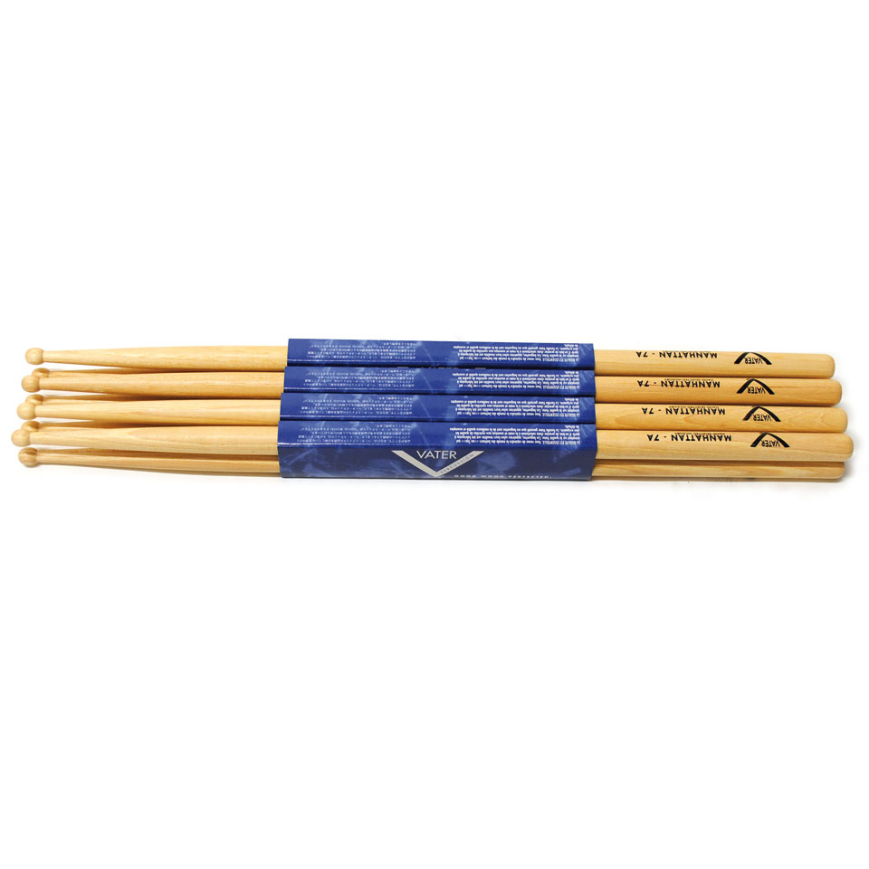 Vater American Hickory VH7AW Manhattan 7A (Wood) 4-Pack Drumsticks von Vater