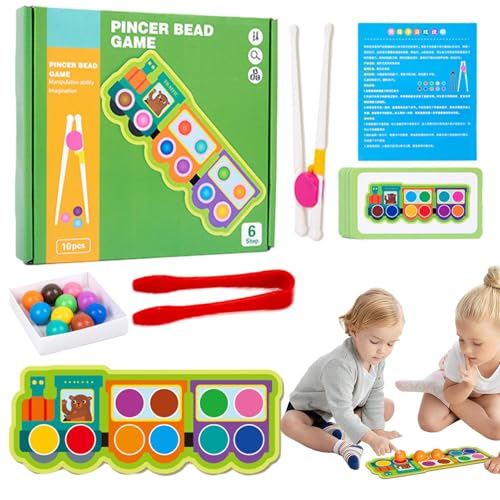 Vbnuyhim Holzperlenspiel, Holzbrettperlenspiel - Perlenbrettspiele Spielzeug | Lernspielzeug, Clip-Perlen-Puzzle, Vorschul-Lern-Farbsortier-Matching-Spiel für Kinder, Kleinkinder von Vbnuyhim