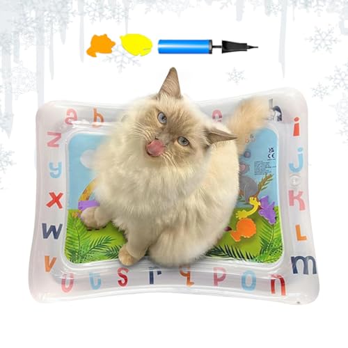 Vbnuyhim Katzen-Wasserspielmatte, Wasser-Sensormatte für Katzen | Cool Comfort Water Sensory Pad | Interaktives Spielzeug, aufblasbare Kühlmatte für Haustiere, Schlafmatte für Kistenbettsofa von Vbnuyhim