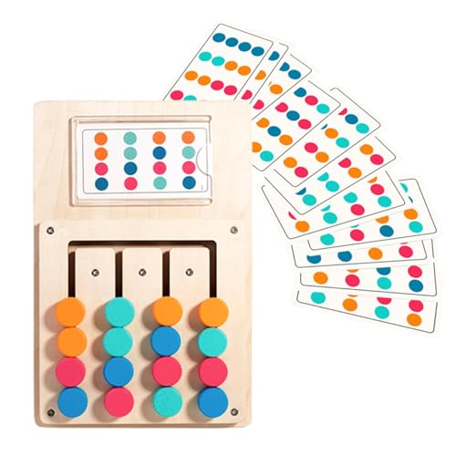Vbnuyhim Kinder-Farb-Match-Puzzle, Farb-Matching-Brettspiel - Farblich passendes Puzzlespielzeug aus Holz,4-Farben-pädagogisches Labyrinth-Brettspielzeug aus Holz, inklusive 12 Papierkarten von Vbnuyhim