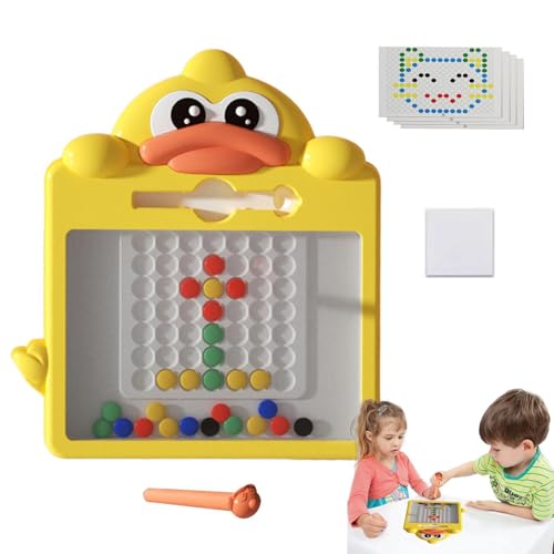 Vbnuyhim Kinder-Magnettafel, Magnetische Punkttafel - Cartoon-Enten-Zeichenbrett mit Punktperlen,Reisespielzeug, pädagogisches Magnetstift-Zeichenbrett für, Kinder, Mädchen von Vbnuyhim