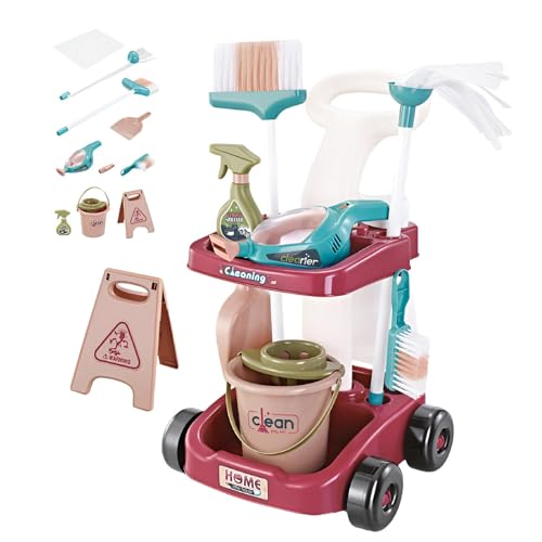 Vbnuyhim Kinder-Reinigungsset, Spielzeug-Reinigungsset - Pretend Home Cleaning Spielset - Reinigungsset für Kinderspielzeug, bestehend aus Besen, Mopp, Bürste und Kehrschaufel – Reinigungsset für von Vbnuyhim