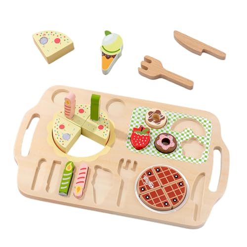 Vbnuyhim Kochset für Lebensmittel, Küchenspiel, Holz, Cartoon-Spielzeug – Alter 3–5 Jahre, Jungen, Mädchen, frühes Lernspielzeug, Kleinkind, 3D-Puzzle für Kinderzimmer, Schlafzimmer von Vbnuyhim