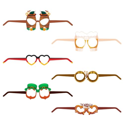 Vbnuyhim Papierbrille,Papierbrille für - 6 Stück Fotokabine Requisiten Brillen Bayerische Oktoberfest Party Requisiten Oktoberfest Brille für von Vbnuyhim