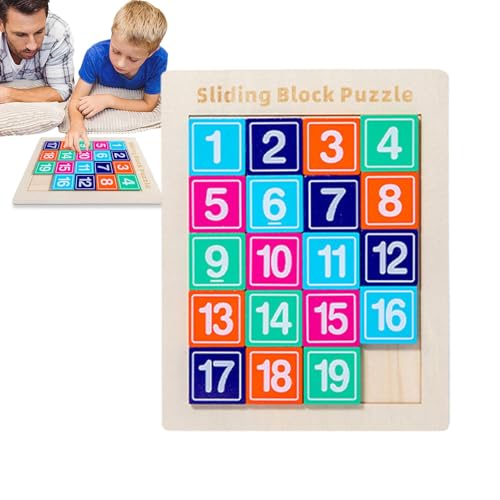 Vbnuyhim Schiebe-Zahlenrätsel für Kinder, Schiebe-Puzzle-Brettspiel - Denksport-Rätsel aus Holz - Chinesisches historisches Figuren-Design-Zahlenrätselspiel für und Mädchen von Vbnuyhim