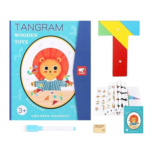 Vbnuyhim Tangram-Buch für Kinder, Reise-Tangram-Rätselbuch - Form-Puzzle-Musterblöcke | -Formmuster-Blöcke, Puzzle, Roadtrip-Spiele – IQ-Buch, Lernspielzeug, Denksportaufgabe für Kinder von 4–8 von Vbnuyhim