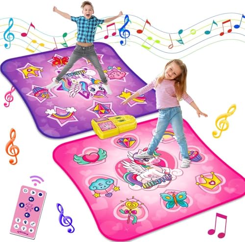 Vbrisi Tanzmatte für Kinder von 3 bis 12 Jahren, Einzel- und Mehrspielermodus, Tanzspielpad mit LED-Lichtern und drahtloser Bluetooth-Verbindung von Vbrisi