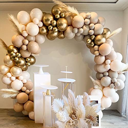 Luftballon Girlande Beige,143 pcs Ballon Girlande Apricot Nude Sandweiß Gold Luftballons Doppelschichten Ballongirlande für Verlobung Hochzeit, Baby Shower Deko, Geburtstag, Boho Party Dekoration von Vcumter