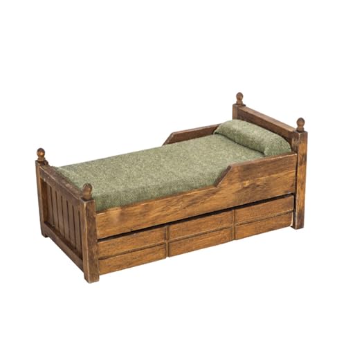Premium 1:12 Miniatur Schlafzimmer Szene Spielzeug Holz Einzelbett mit Stauraum Retro Bett Holzmöbel Puppenhäuser mit Stauraum Premium 1:12 Miniatur Schlafzimmer Szene Spielzeug Holz Einzelbett mit Stauraum Retro Bett Holzmöbel Puppenhäuser mit Stauraum von Vdaxvme