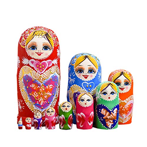 Vdaxvme 10PCS Russian Nesting Dolls Gemalt Für Handwerk Interaktive Matryoshka Für Farbe Malerei Puppen Tisch von Vdaxvme