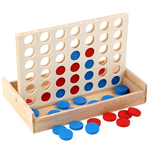 Vdaxvme 4 In Einer Reihe Kinder Gehirn Training Schach Brettspiel Tisch Spielzeug Simulierte Schach Pädagogisches Spielzeug Aus Holz Hergestellt Discs Spiel Set von Vdaxvme