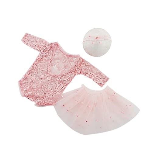 Vdaxvme Baby Foto Kleidung Prinzessin Spitzenkleid Stirnband Langarm Overall Neugeborene Dusche Party Pilling Beständige Kleidung von Vdaxvme