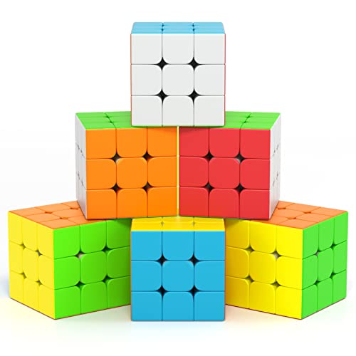 Vdealen Zauberwürfel Set Speed Cube von 3x3 Zauberwürfel Original 6er Pack, Magic Cube Würfel Puzzle, Party Puzzle Geschenk für Kinder Teenager Erwachsene(Stickerless) von Vdealen