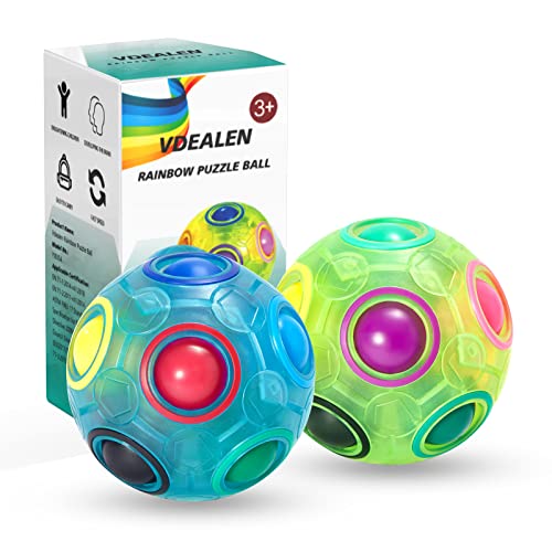 Vdealen Regenbogenball Set Magischer Puzzleball Zappelball Spiel Spaß Stressabbau Geschicklichkeitsspiele Pädagogische Spielzeug Denksport Ball Spielzeug Knobelspiel für Kinder Teens & Erwachsene von Vdealen