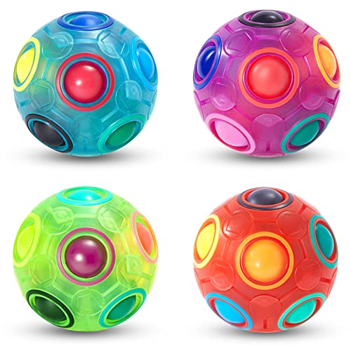 Vdealen Regenbogenball Set Magischer Puzzleball Zappelball Spiel Spaß Stressabbau Geschicklichkeitsspiele Pädagogische Spielzeug Denksport Ball Spielzeug Knobelspiel für Kinder Teens & Erwachsene von Vdealen