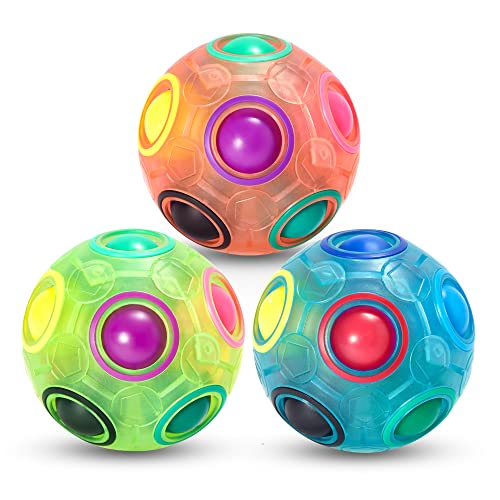 Vdealen Regenbogenball Set Magischer Puzzleball Zappelball Spiel Spaß Stressabbau Geschicklichkeitsspiele Pädagogische Spielzeug Denksport Ball Spielzeug Knobelspiel für Kinder Teens & Erwachsene von Vdealen