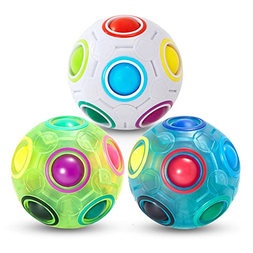 Vdealen Regenbogenball Set Magischer Puzzleball Zappelball Spiel Spaß Stressabbau Geschicklichkeitsspiele Pädagogische Spielzeug Denksport Ball Spielzeug Knobelspiel für Kinder Teens & Erwachsene von Vdealen