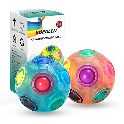 Vdealen Regenbogenball Set Magischer Puzzleball Zappelball Spiel Spaß Stressabbau Geschicklichkeitsspiele Pädagogische Spielzeug Denksport Ball Spielzeug Knobelspiel für Kinder Teens & Erwachsene von Vdealen