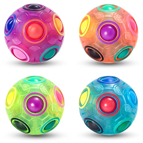 Vdealen Regenbogenball Set Magischer Puzzleball Zappelball Spiel Spaß Stressabbau Geschicklichkeitsspiele Pädagogische Spielzeug Denksport Ball Spielzeug Knobelspiel für Kinder Teens & Erwachsene von Vdealen