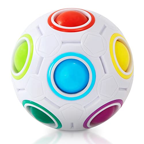 Vdealen Regenbogenball Magischer Puzzleball Zappelball Spiel Spaß Stressabbau Geschicklichkeitsspiele Pädagogische Spielzeug Denksport Ball Spielzeug Knobelspiel für Kinder Teens & Erwachsene von Vdealen