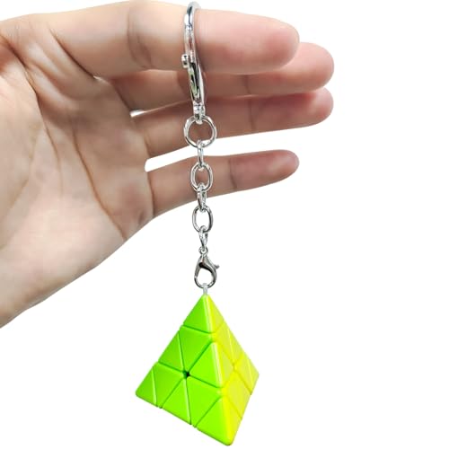 Vdealen Mini Zauberwürfel Schlüsselanhänger Speed Cube Key Ring Zauberwürfel Original 30mm Schlüsselanhänger Magic Würfel für Kindergeparty Spielzeug Geschenke für Kinder Teenager Erwachsene(Pyramide) von Vdealen