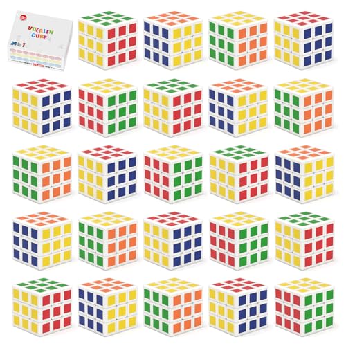 Vdealen Mini Zauberwürfel Set Speed Cube von Zauberwürfel Original Glattes Stickerless Magic Würfel für Kinder Schulbelohnungen & Klassenzimmerpreis für Studenten Geburtstagsparty-Dekoration(24 Pack) von Vdealen